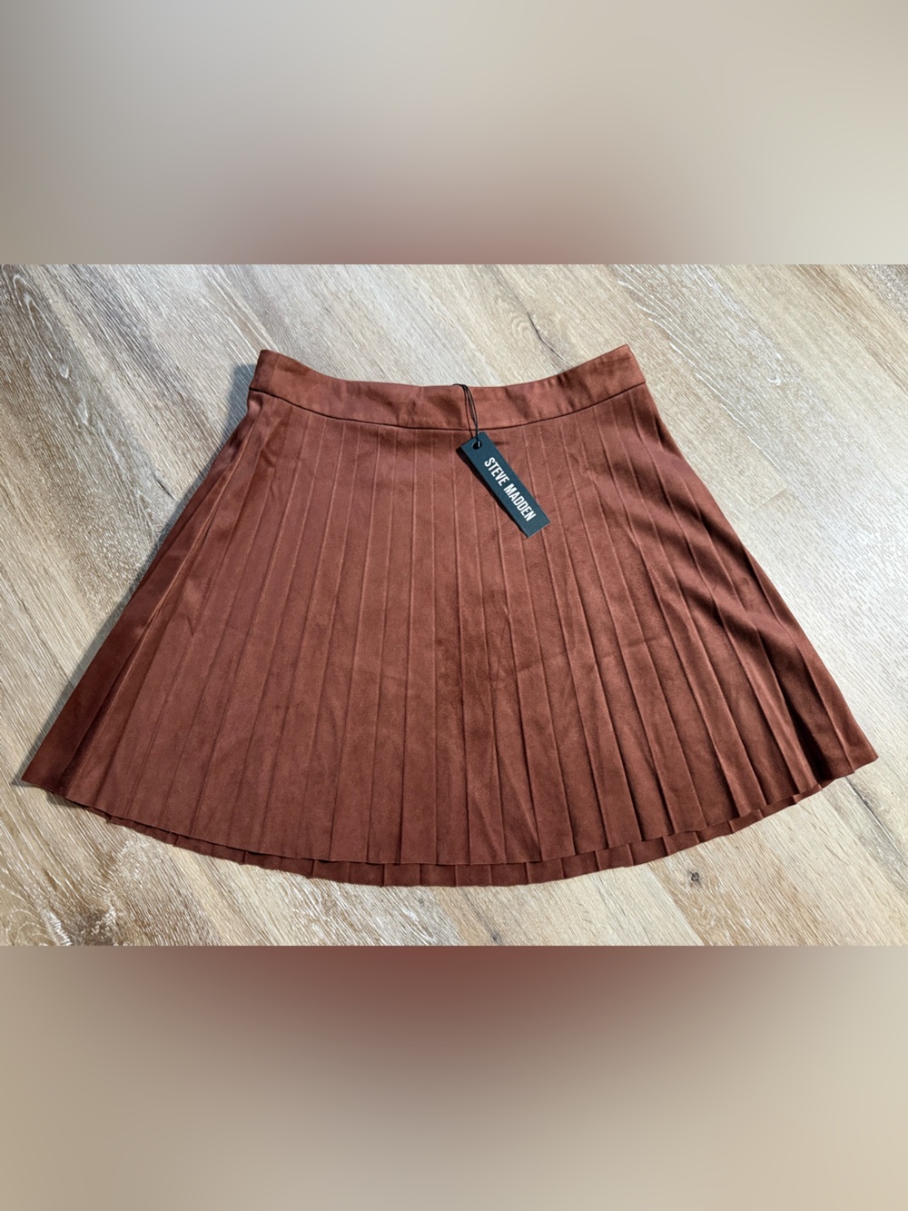 Steve Madden Pleated Suede Skirt Brown Size Small NWT
